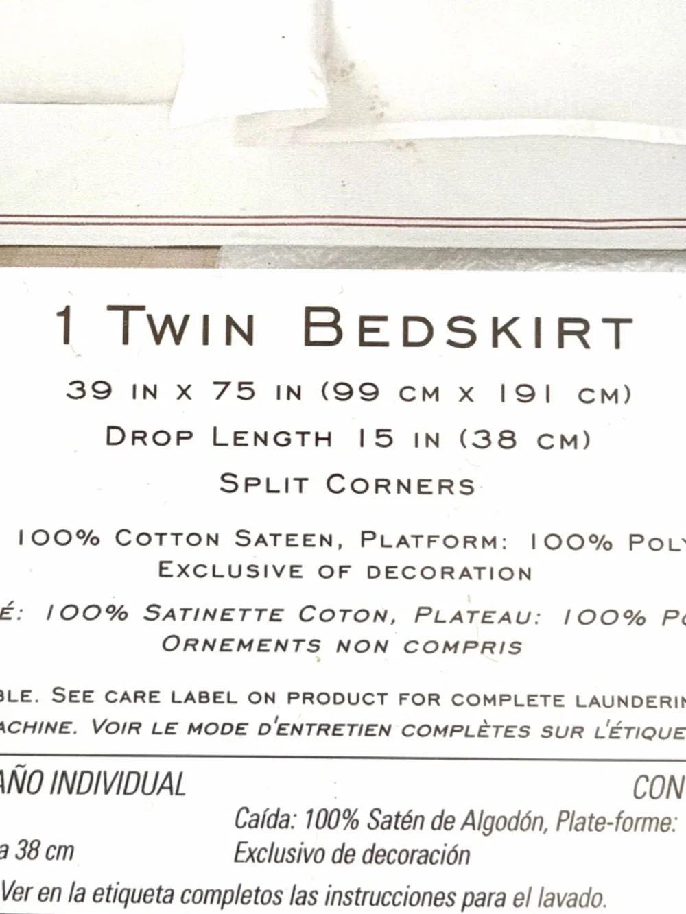 Wamsutta Bedskirt Twin White with Red Stripe   New